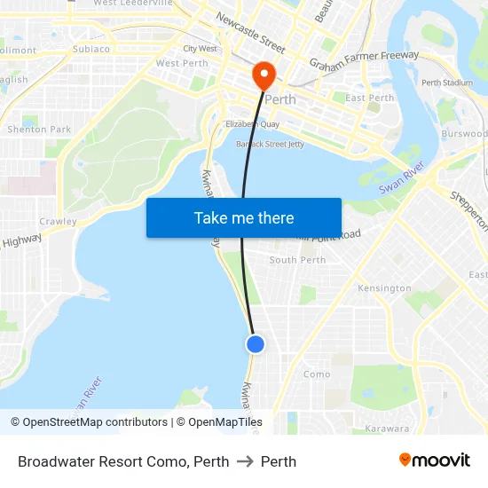 Broadwater Resort Como, Perth to Perth map