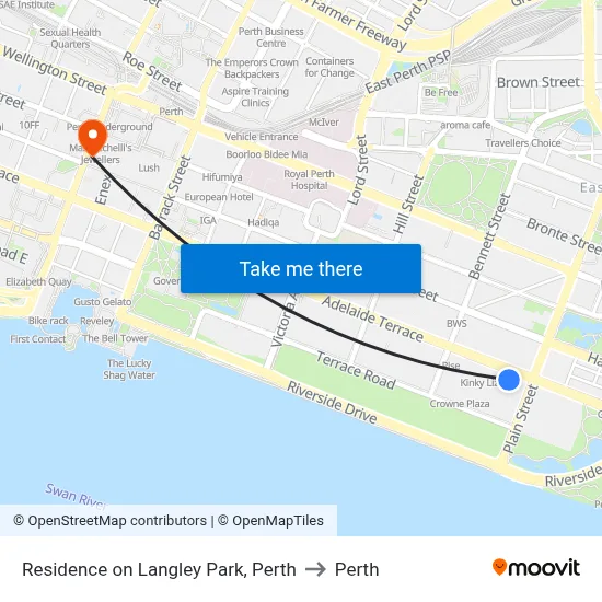 Residence on Langley Park, Perth to Perth map