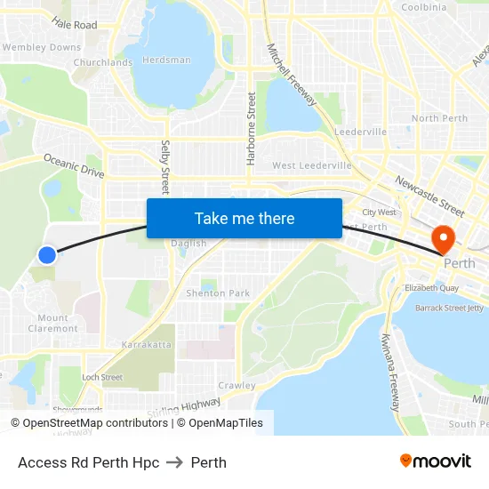 Access Rd Perth Hpc to Perth map