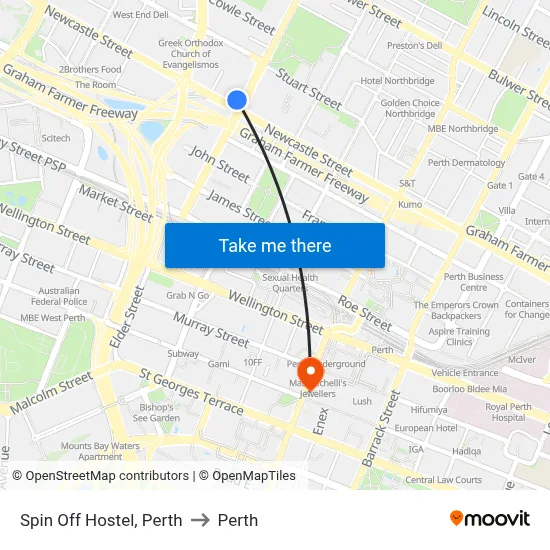 Spin Off Hostel, Perth to Perth map
