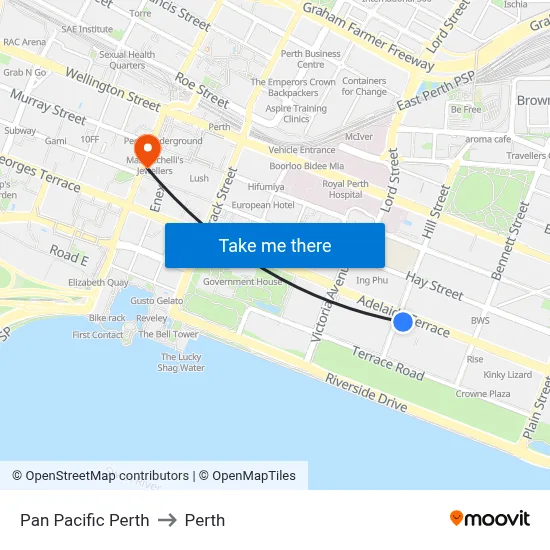 Pan Pacific Perth to Perth map