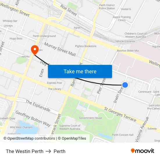 The Westin Perth to Perth map