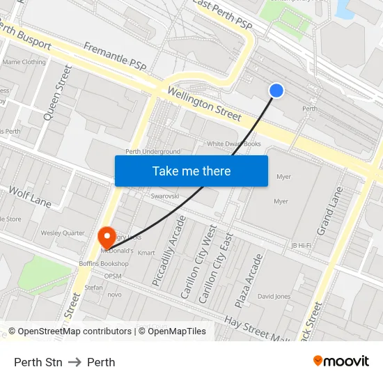 Perth Stn to Perth map