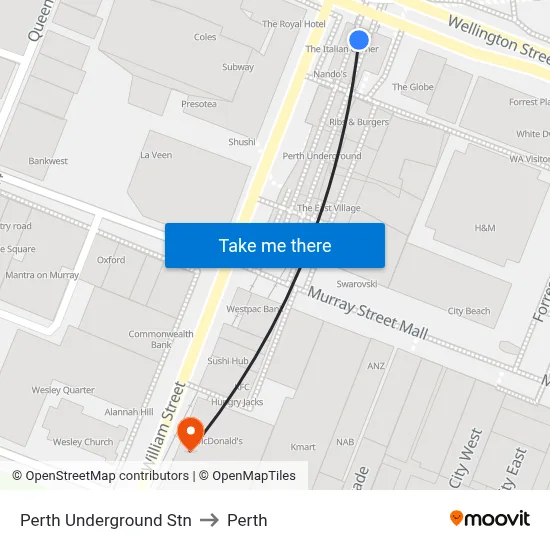 Perth Underground Stn to Perth map
