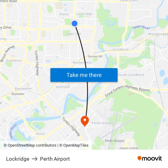 Lockridge to Perth Airport map