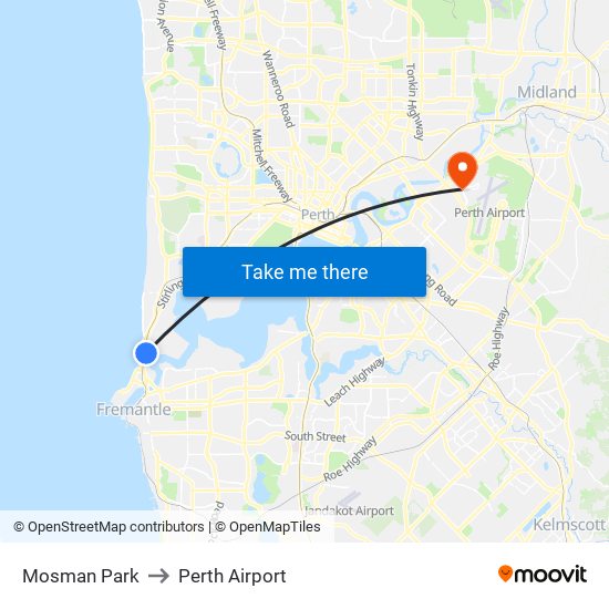 Mosman Park to Perth Airport map