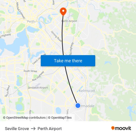 Seville Grove to Perth Airport map