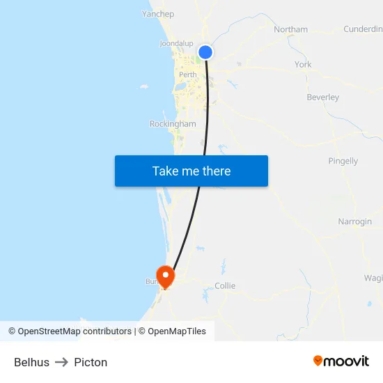 Belhus to Picton map