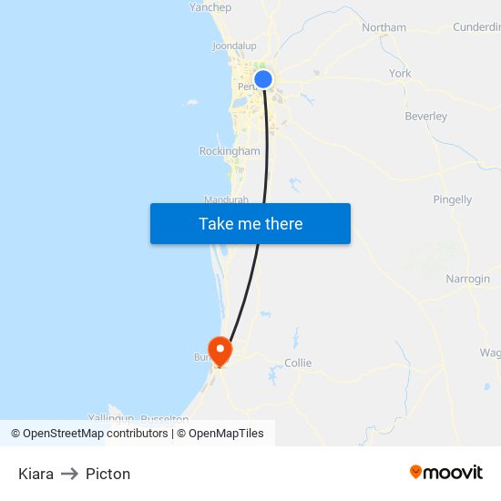 Kiara to Picton map