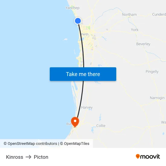 Kinross to Picton map