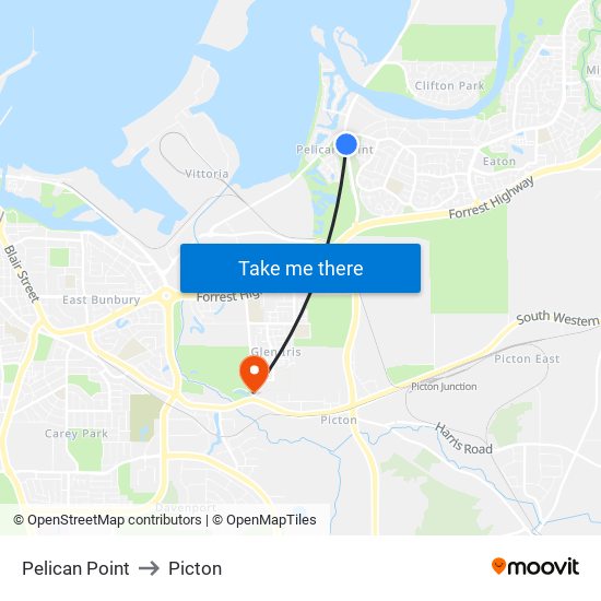 Pelican Point to Picton map