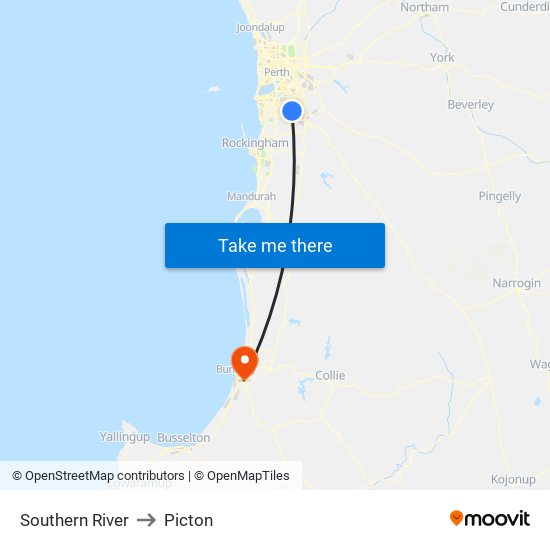 Southern River to Picton map