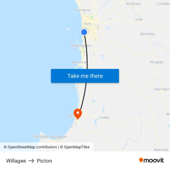 Willagee to Picton map