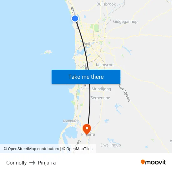 Connolly to Pinjarra map