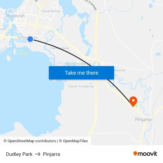 Dudley Park to Pinjarra map