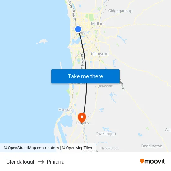 Glendalough to Pinjarra map