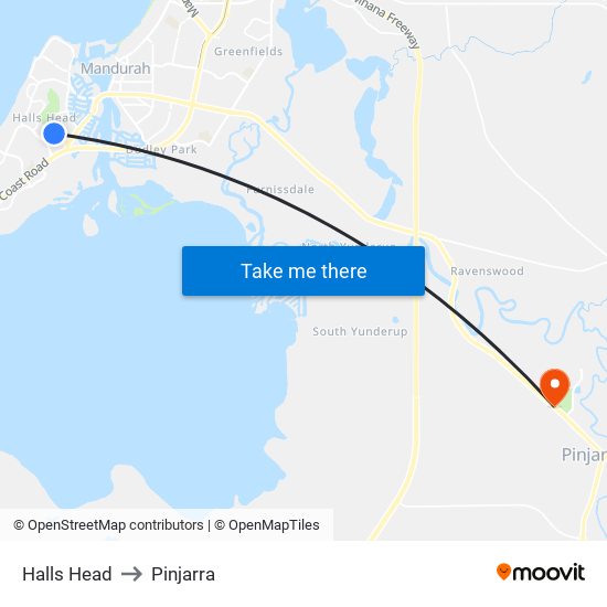 Halls Head to Pinjarra map