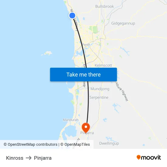 Kinross to Pinjarra map