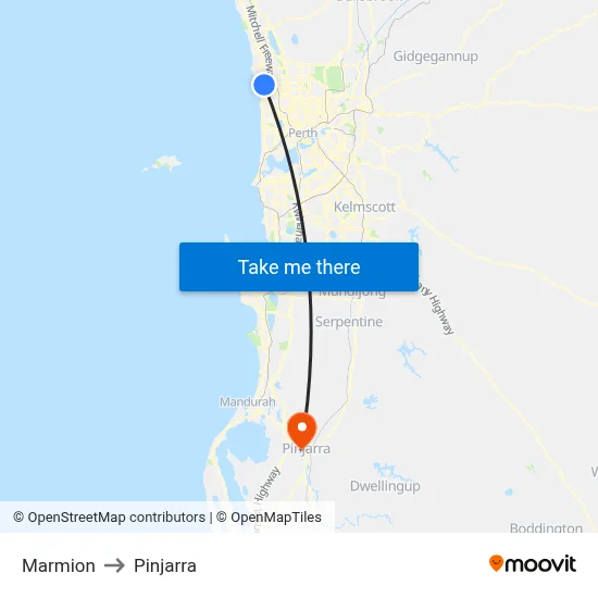 Marmion to Pinjarra map