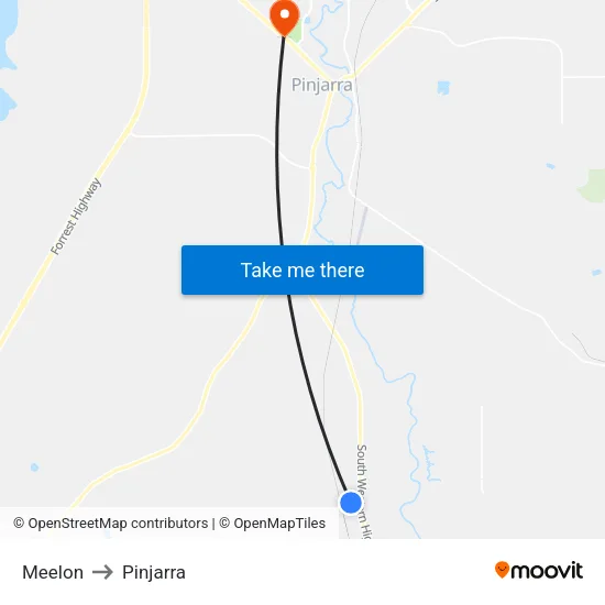 Meelon to Pinjarra map