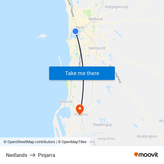 Nedlands to Pinjarra map