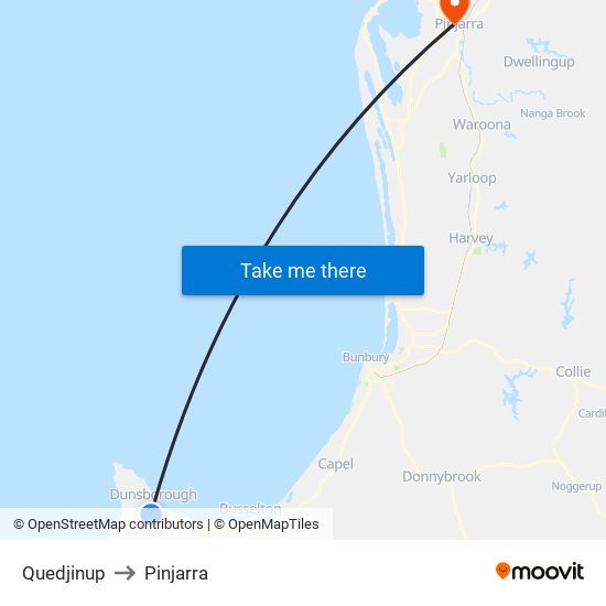 Quedjinup to Pinjarra map