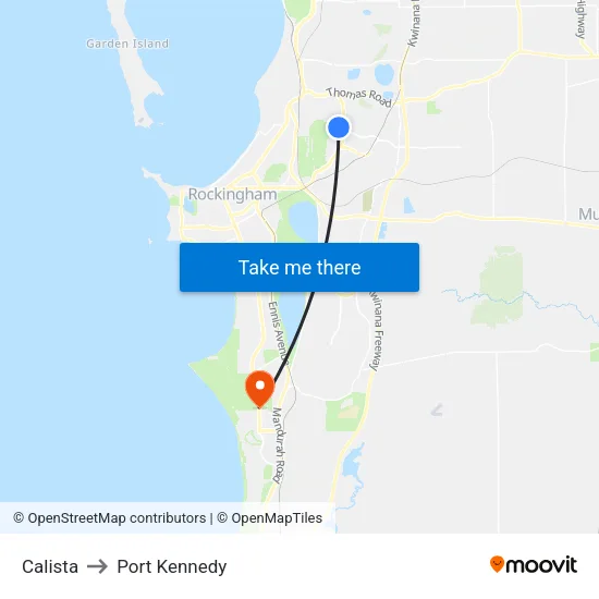 Calista to Port Kennedy map