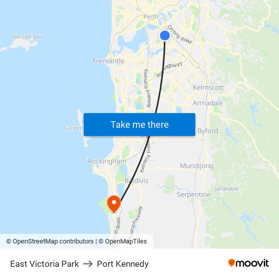 East Victoria Park to Port Kennedy map