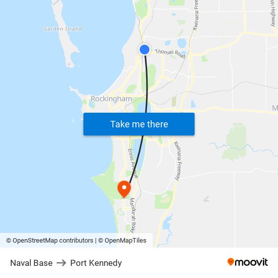 Naval Base to Port Kennedy map