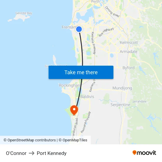 O'Connor to Port Kennedy map
