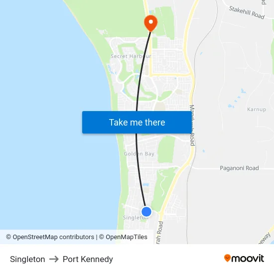 Singleton to Port Kennedy map