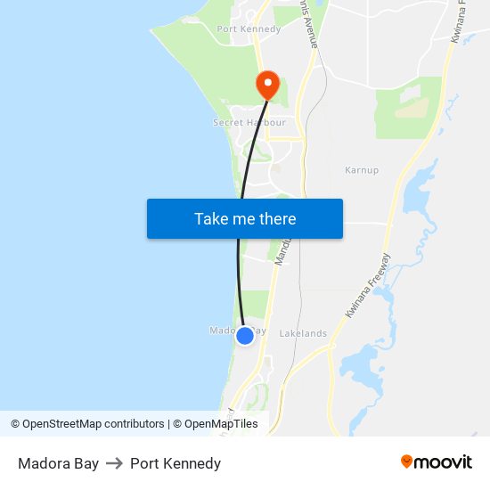 Madora Bay to Port Kennedy map