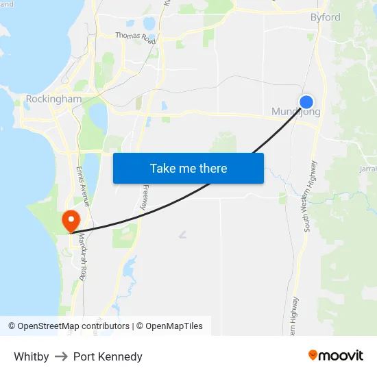 Whitby to Port Kennedy map