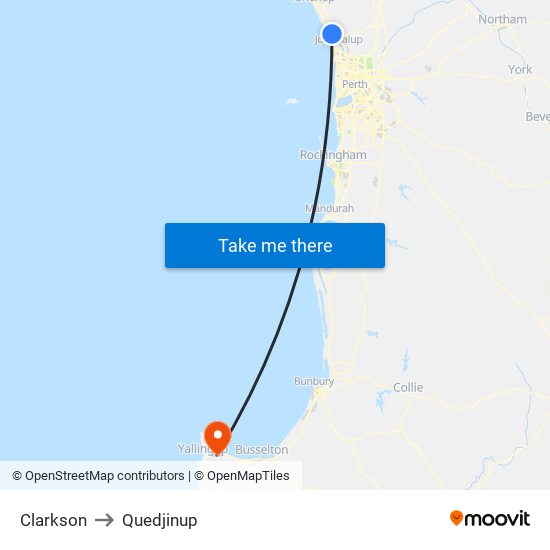 Clarkson to Quedjinup map