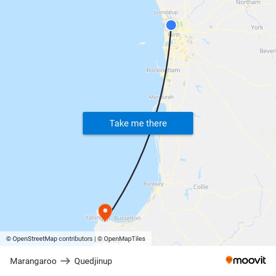 Marangaroo to Quedjinup map