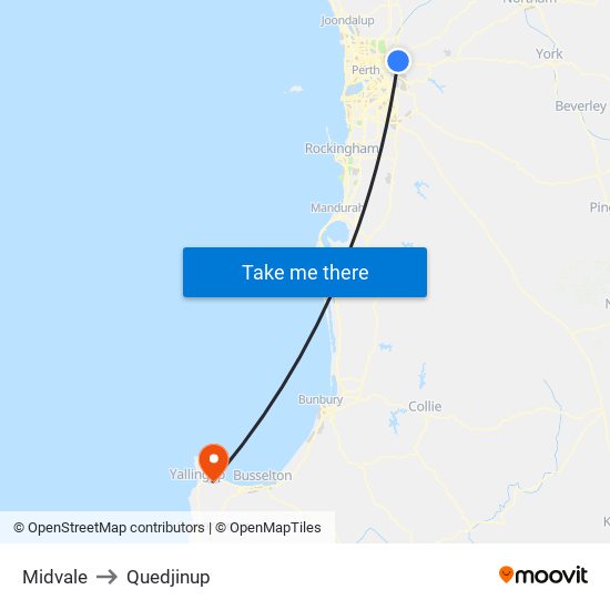 Midvale to Quedjinup map