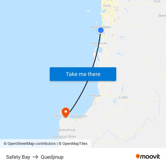 Safety Bay to Quedjinup map