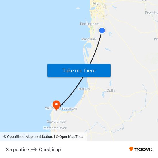 Serpentine to Quedjinup map