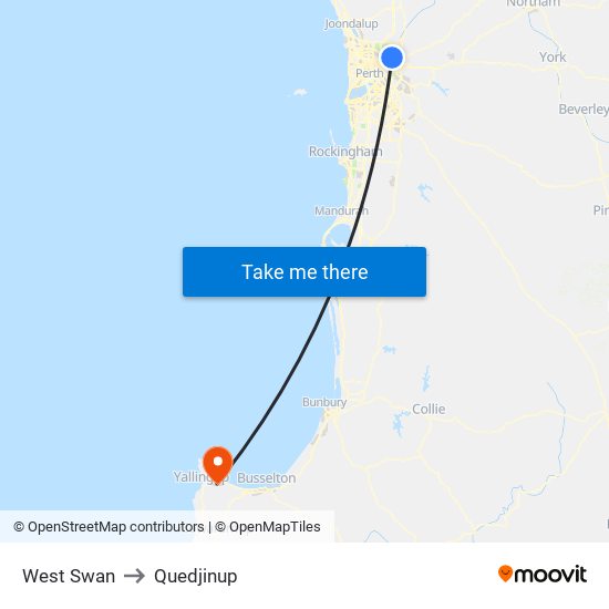 West Swan to Quedjinup map