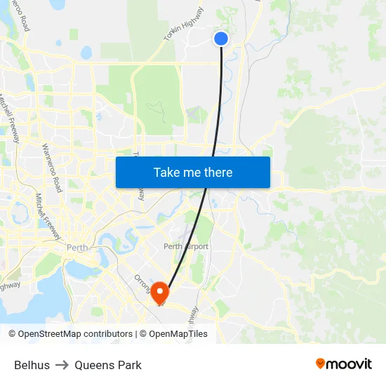 Belhus to Queens Park map