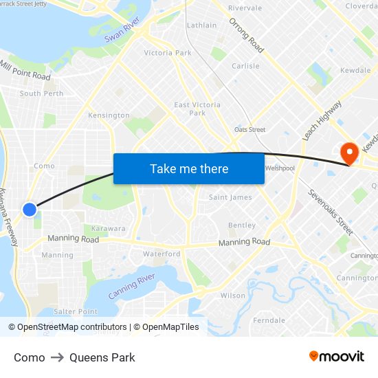 Como to Queens Park map