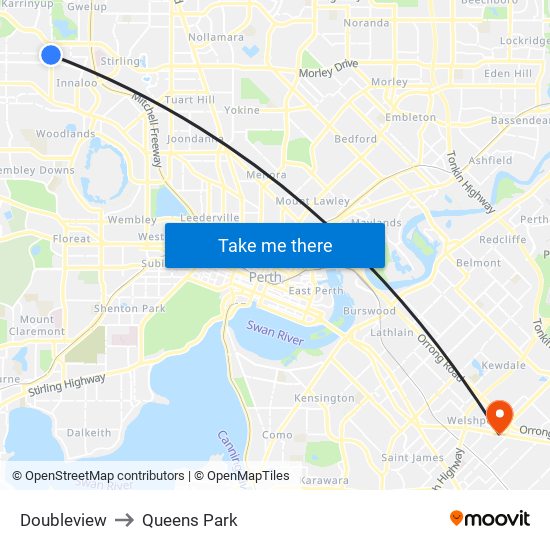 Doubleview to Queens Park map