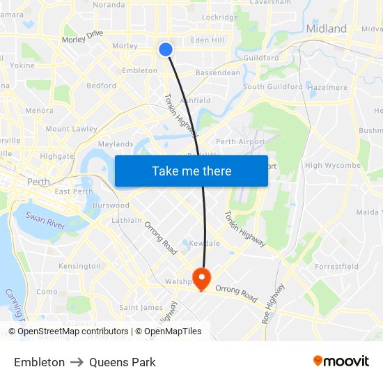 Embleton to Queens Park map