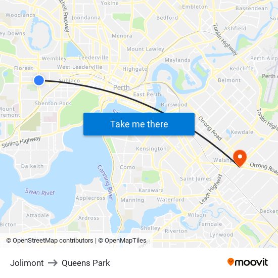 Jolimont to Queens Park map