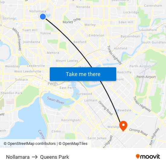 Nollamara to Queens Park map