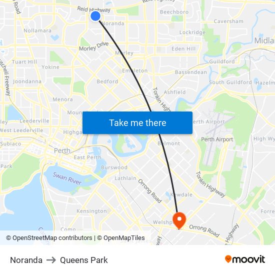 Noranda to Queens Park map