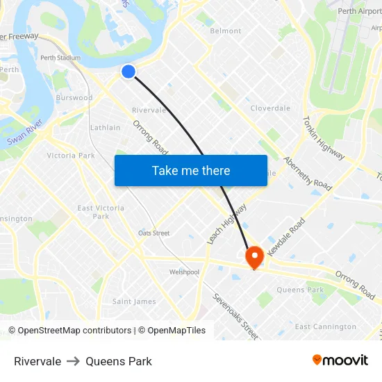 Rivervale to Queens Park map