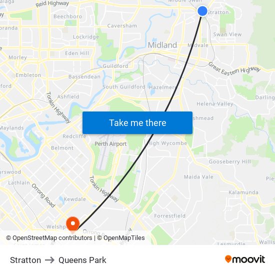 Stratton to Queens Park map