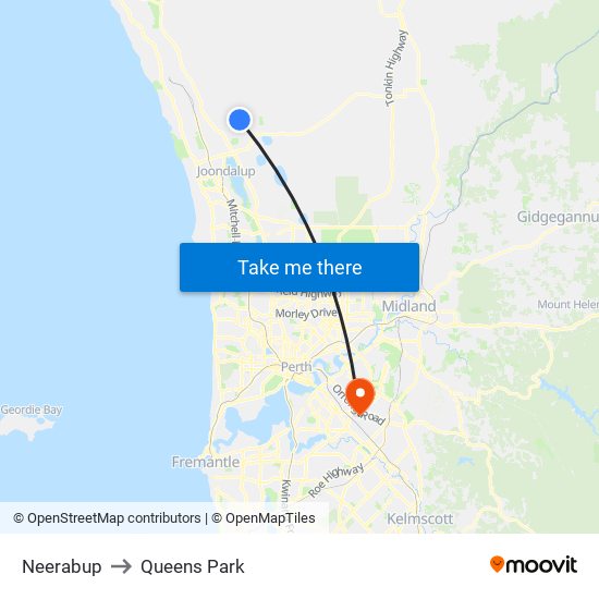 Neerabup to Queens Park map