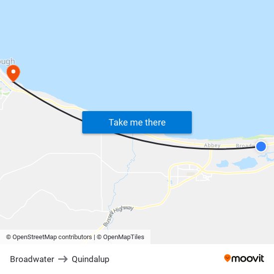 Broadwater to Quindalup map